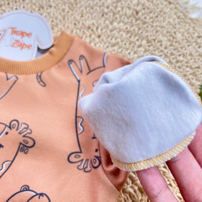  Conj. Casaco Safari e Calça Tigrinhos de Moletom - Caramelo